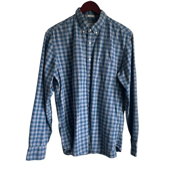 J Crew Mens Shirt L Blue Gray Gingham Slim Long Sleeve Button Down Casual Preppy - Picture 1 of 12